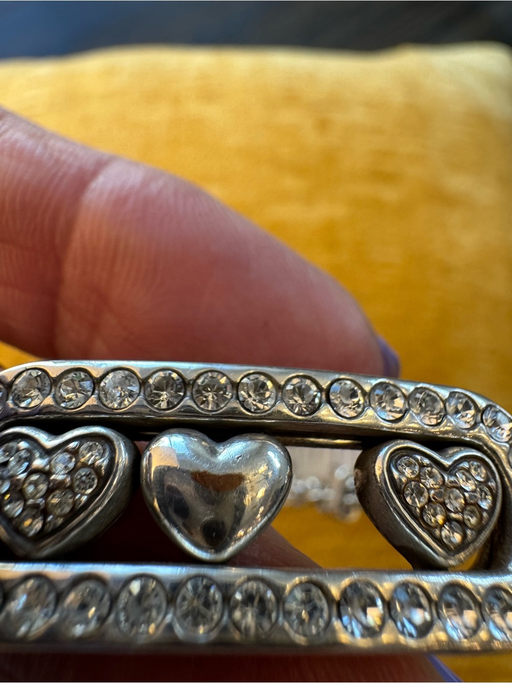 Brighton Silver Heart & Crystal Mesh Bracelet (Vintage) - Picture 6 of 8